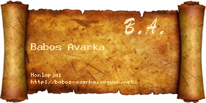 Babos Avarka névjegykártya